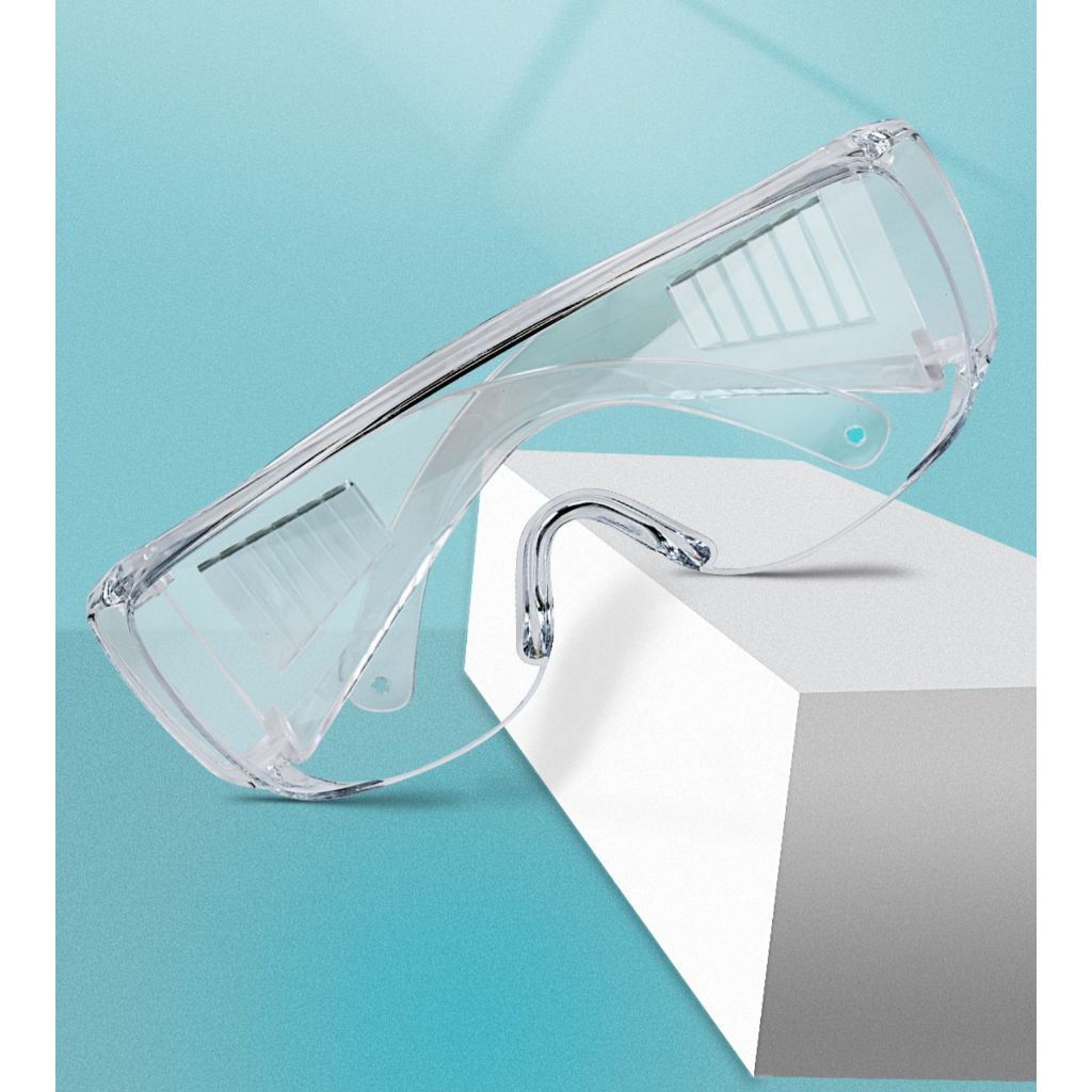 【จัดส่งจากกรุงเทพฯ】แว่นตานิรภัย รเลนส์ใส แว่นพลาสติกใสกันละอองกันน้ำหรือฝุ่นทรงสีเหลี่ยมมีกรอบป้องกันด้านข้าง