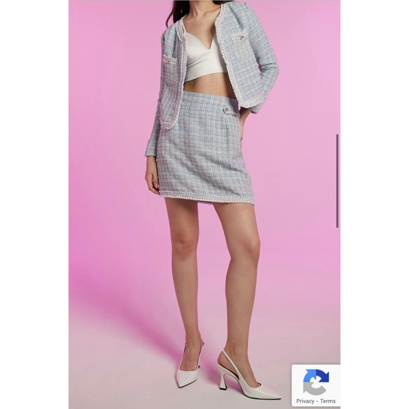 Barbie x Pomelo Button Scott Mini Skirt - Blue
