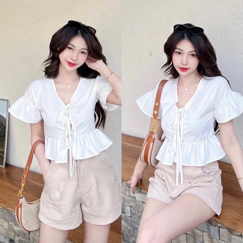 mayylody เสื้อครอป ผูกหน้าแต่งระบาย ลุคคุณหนูน่ารักสุดๆๆ