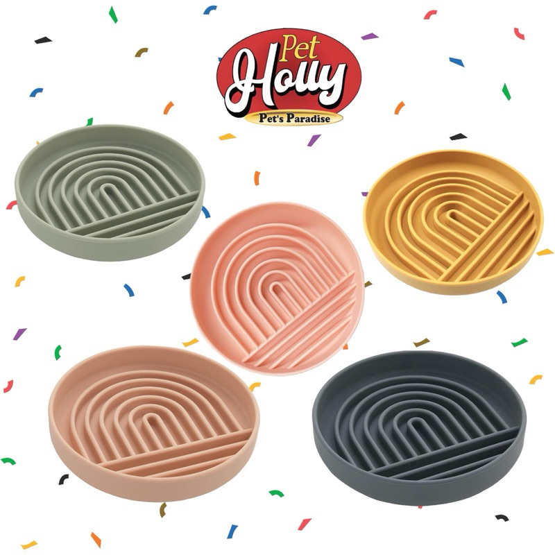Pet Holly - ชามซิลิโคน Slow feeder รุ่น สายรุ้ง🌈 19 cm ช่วยชะลอการกินและเพิ่มความสนุกให้น้องสัตว์เลี้ยง