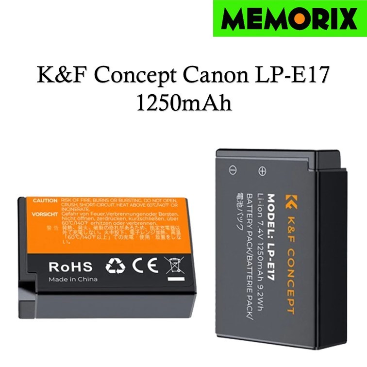 (ไม่สามารถใช้ร่วมกับแท่นชาร์จของแท้ได้) K&F Concept  Canon LP-E17 (1250mAh) Camera Battery 7.4V  for