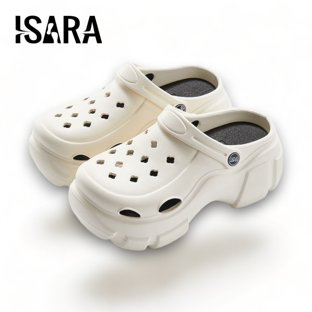 ISARA Shoe fashion รองเท้าหัวโตผู้หญิงยอดฮิต แฟชั่นผู้หญิงติดเครื่องประดับ รองเท้าแตะส้นสูง