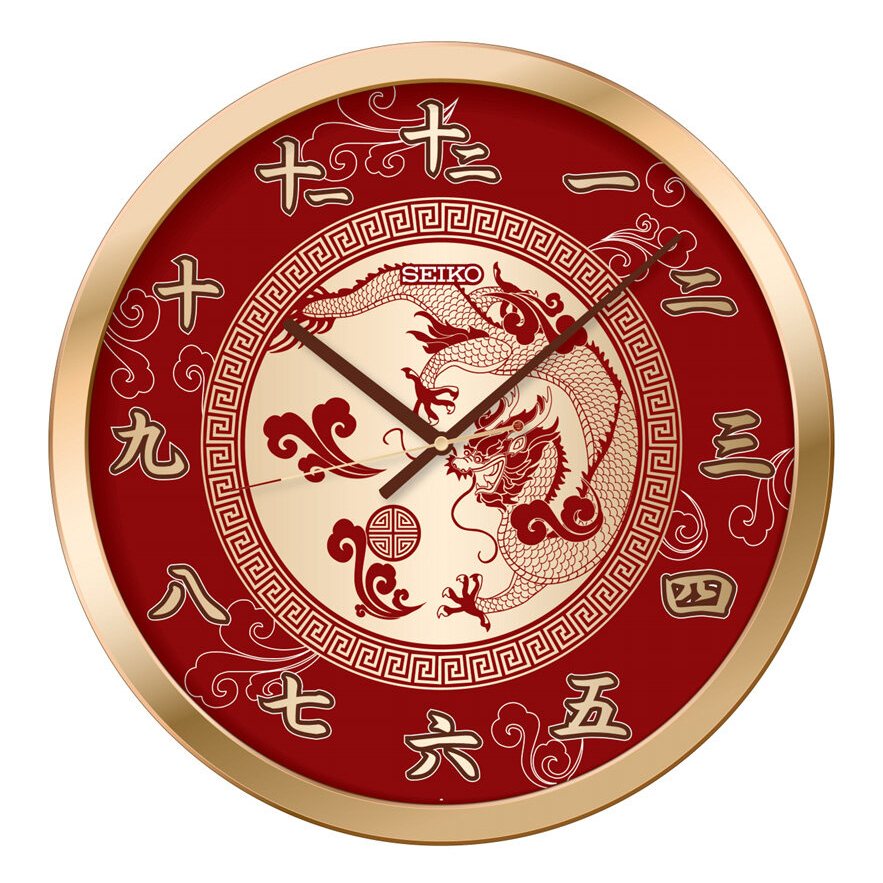 นาฬิกาแขวนผนัง SEIKO Limited Edition เฉลิมฉลองเทศกาลตรุษจีน 2024 รุ่น QXA940F สีแดง ขนาดตัวเรือน 40 ซม. หน้าปัด Aluminum