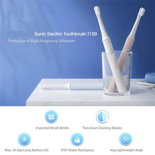 Xiaomi แปรงสีฟันไฟฟ้า T100 Sonic Electric Toothbrush กันน้ำ IPX7 เปลี่ยนหัวได้ ทำความสะอาดฟันอย่างล้