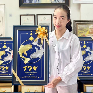 กรอบรูปมงคล ปลาอินฟินิตี้ เหลือกินเหลือใช้ เสริมความมั่งคั่งอุดมสมบูณรณ์ 🎯 ผูกโบว์ให้ฟรี