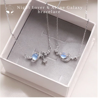 MNL💗Night lover & Alone Galaxy สร้อยคอจี้ พระจันทร์ดาว สำหรับคู่รัก ความหมายดี เครื่องประดับแฟชั่นเงินแท้ สไตล์มินิมอล