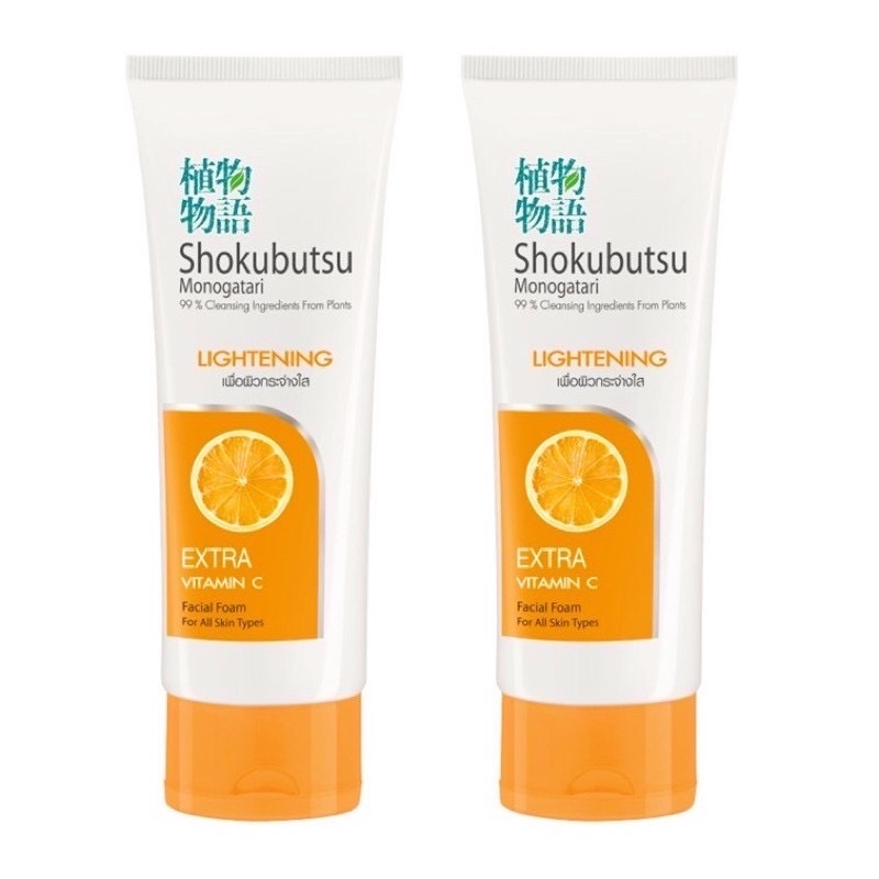 1แถม1 SHOKUBUTSU โฟมล้างหน้า 100 กรัม 2หลอด
