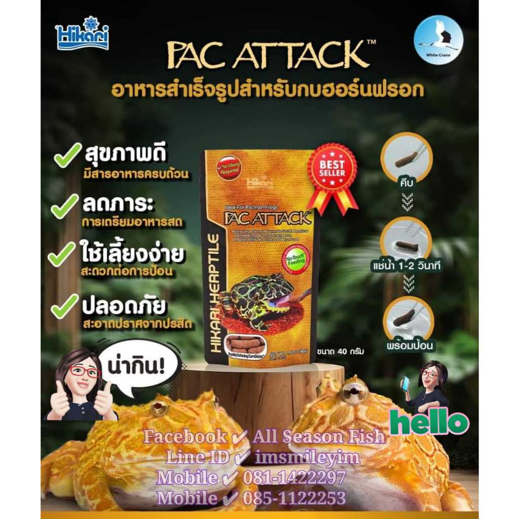 โฉมใหม่ 40 g. HIKARI > Reptile Pac Attack อาหารสูตพิเศษสำหรับกบฮอร์นฟรอก WC