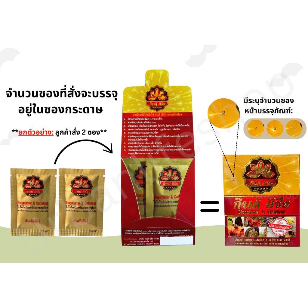 กินดี มีชัย 1 ซอง อาหารเสริมสำหรับสัตว์ทุกชนิด (ซื้อ 10 ซอง แถม 2 ซอง!!) สินค้าของแท้ 💯 thumbnail 3