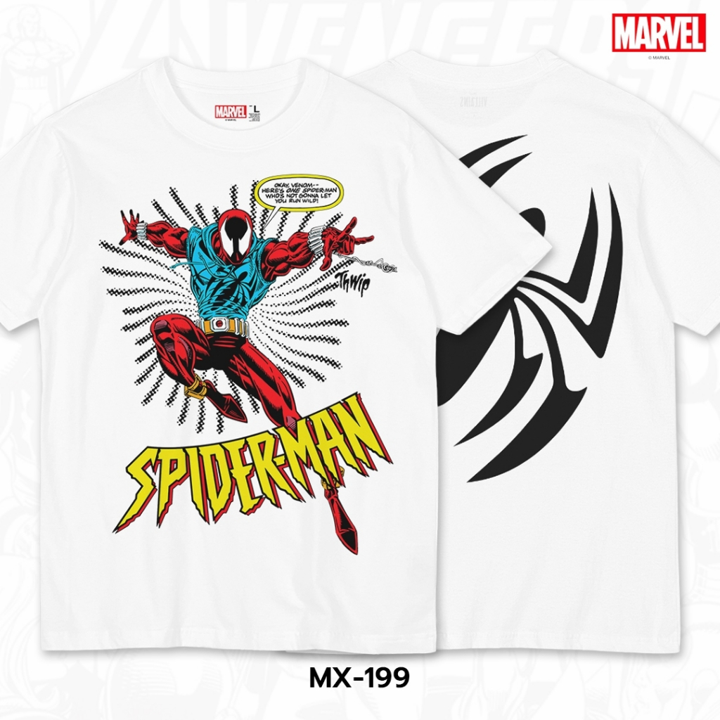 Power7Shop เสื้อยืดการ์ตูน มาร์เวล Spider Man ลิขสิทธ์แท้ MARVEL COMICS T-SHIRTS (MX-199)