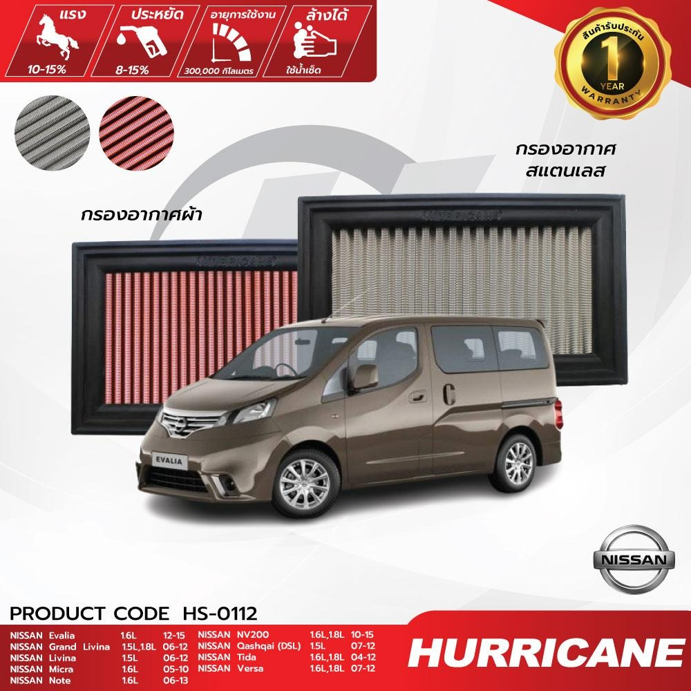 HURRICANE กรองอากาศรถยนต์ผ้าแดง & สแตนเลส Nissan HS-0112