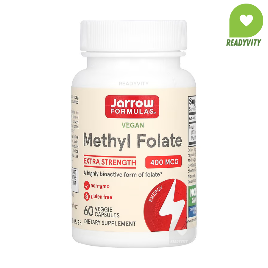 Jarrow Formulas, Vegan Methyl Folate, Extra Strength, 400 mcg, 60 Veggie Capsules