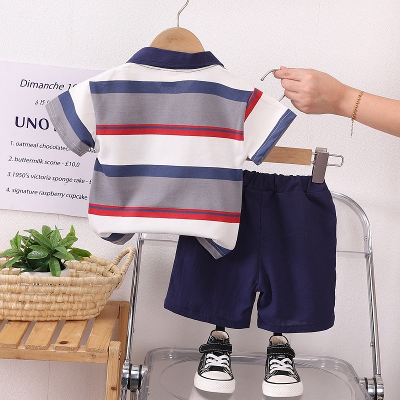 เสื้อผ้าเด็ก ชุดเด็กแฟชั่น เสื้อPOLOเด็ก set เสื้อ + กางเกง (8เดือน - 4ปี) FS085