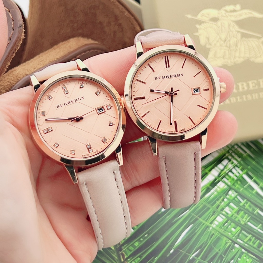นาฬิกา BB รุ่น BU9125 นาฬิกาผู้หญิง ทรงกลม ประดับคริสตัล สายนาฬิกา หนัง PU และ สแตนเลส หนาปัด 35 มม