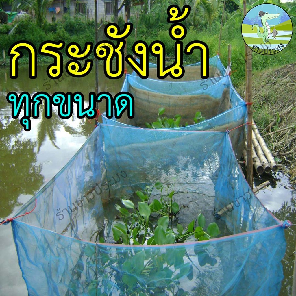 กระชังน้ำ 12 ขนาด 0.9x0.9 - 4x5 สูง 1.2,1.8 เมตร กระชังเลี้ยงปลา กระชังเลี้ยงกบ กระชังเลี้ยงกุ้ง