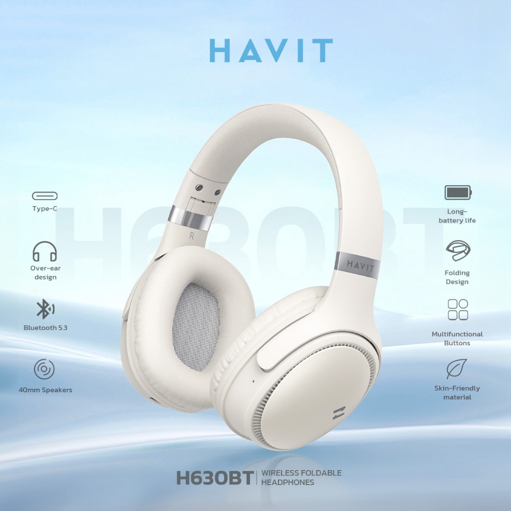 HAVIT หูฟัง​บลูทูธ​คไร้สาย​แบบครอบหู​ รองรับ​การเล่นเพลง​ แบตเตอรี่​ทนทาน​  รุ่น H630BT แท้100%