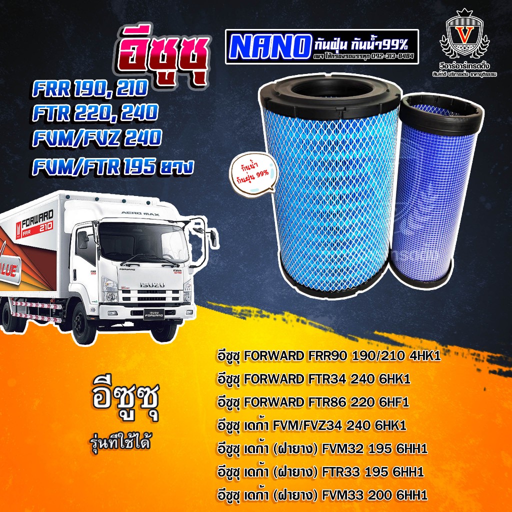 ไส้กรองอากาศ ไส้กรองนาโน Isuzu FRR อีซูซุ โรโบคอบ FRR190/210/240, FTR220/240, เดก้า195 8-98071-421-0