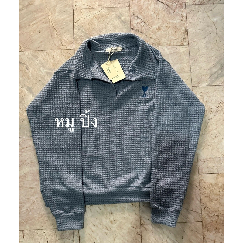 (มือ1) AMI เสื้อแขนยาว คอปก งานปัก