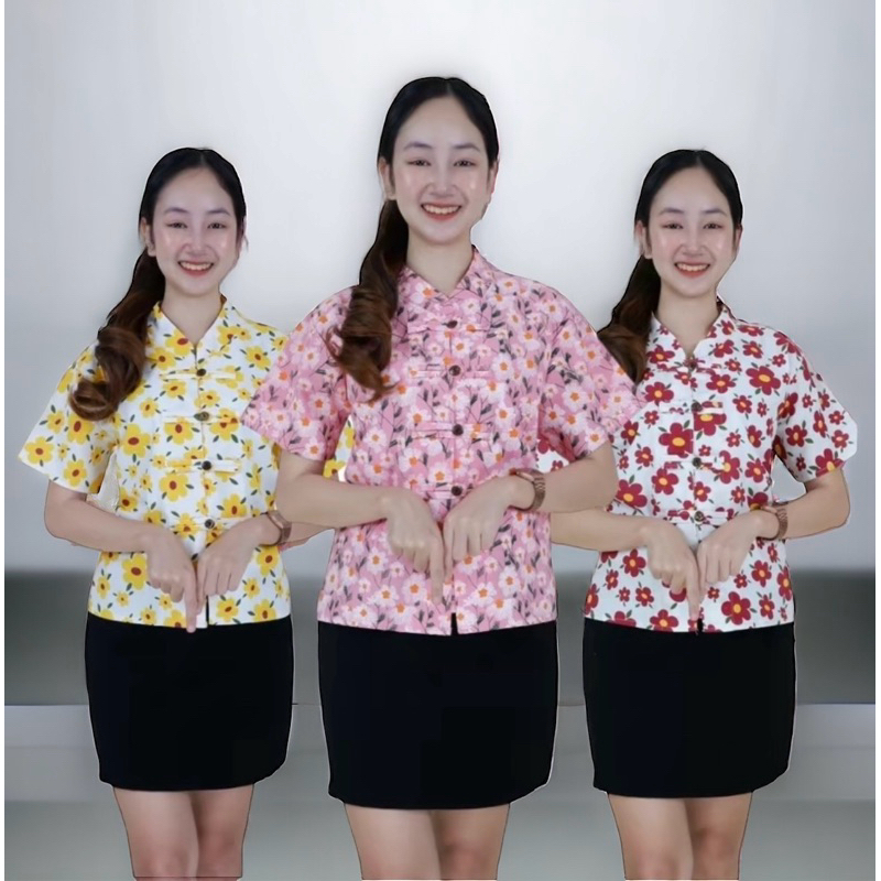 เสื้อสงกรานต์ คอจีนสาย กระดุม 5เม็ด