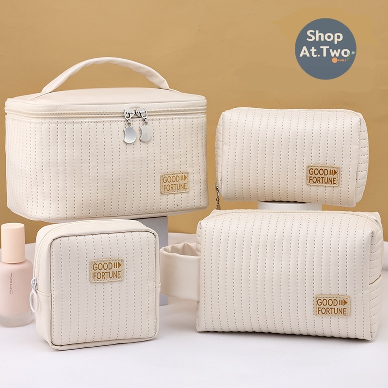 ShopAt.Two[BG677] กระเป๋าเครื่องสำอาง PU กันน้ำ กระเป๋าเก็บของแบบพกพา มีหลายขนาด