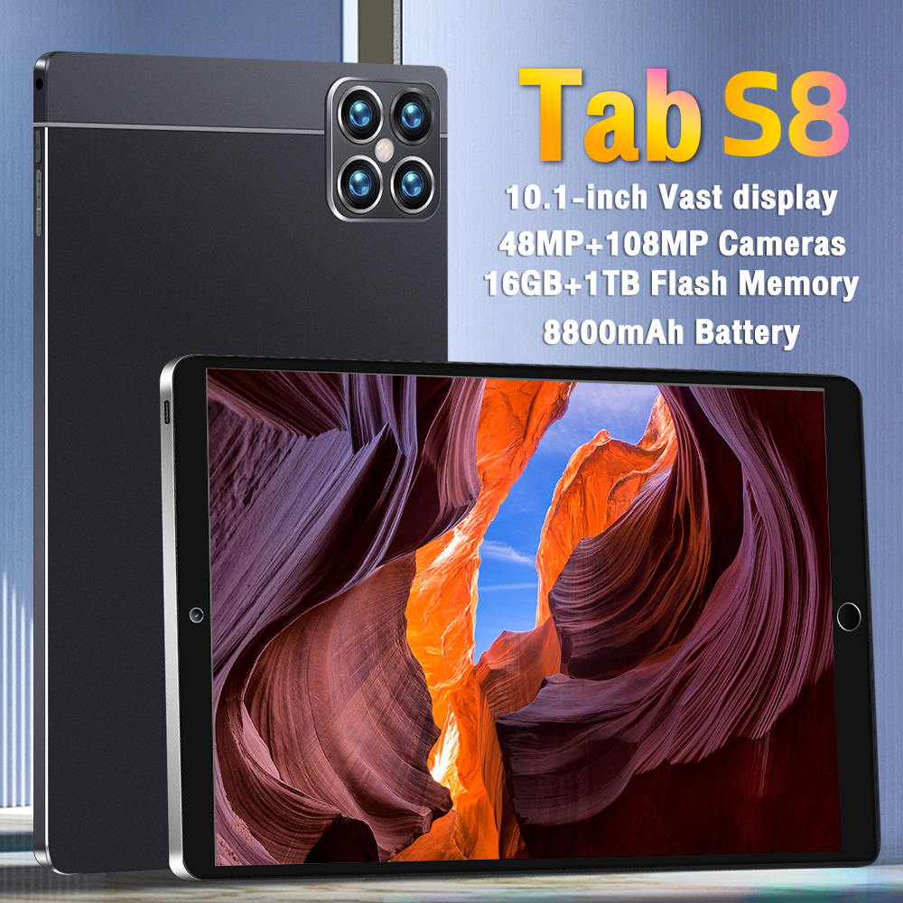 แท็บเล็ต S8 10.1 นิ้ว แรม 16GB รอม 512GB Tablet 5G โทรได้ เล่นเกมลื่น 4K Full HD แท็บเล็ตราคาถูก โทรออกได้