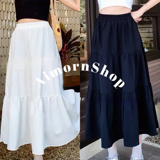 🔥aimorn_shop🔥กระโปรงยาว แต่งระบายเป็นชั้น เนื้อผ้าดี งานสวยดูเเพงมาก แมทช์ง่ายสไตล์เกาหลีสุดๆ