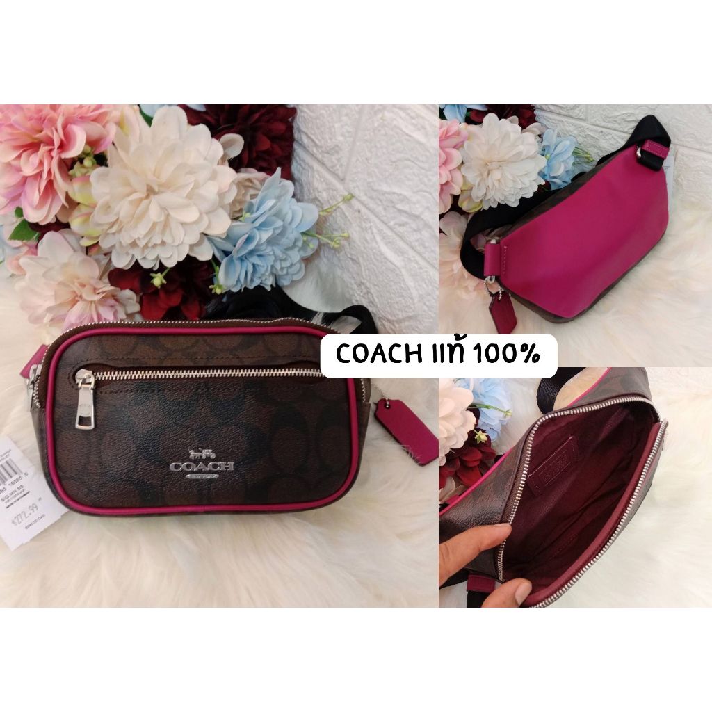 พร้อมส่ง coachแท้ 💯% Coach แท้ 100% Coach CN503 mini belt bag in signature canvas