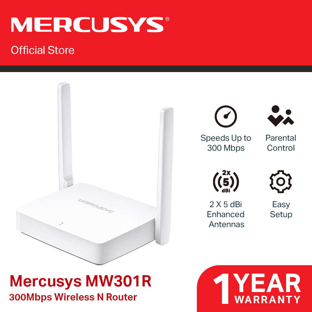 เร้าเตอร์ MERCUSYS (MW301R) 300Mbps Wireless N Router ความเร็วเครือข่ายไร้สาย 300Mbps