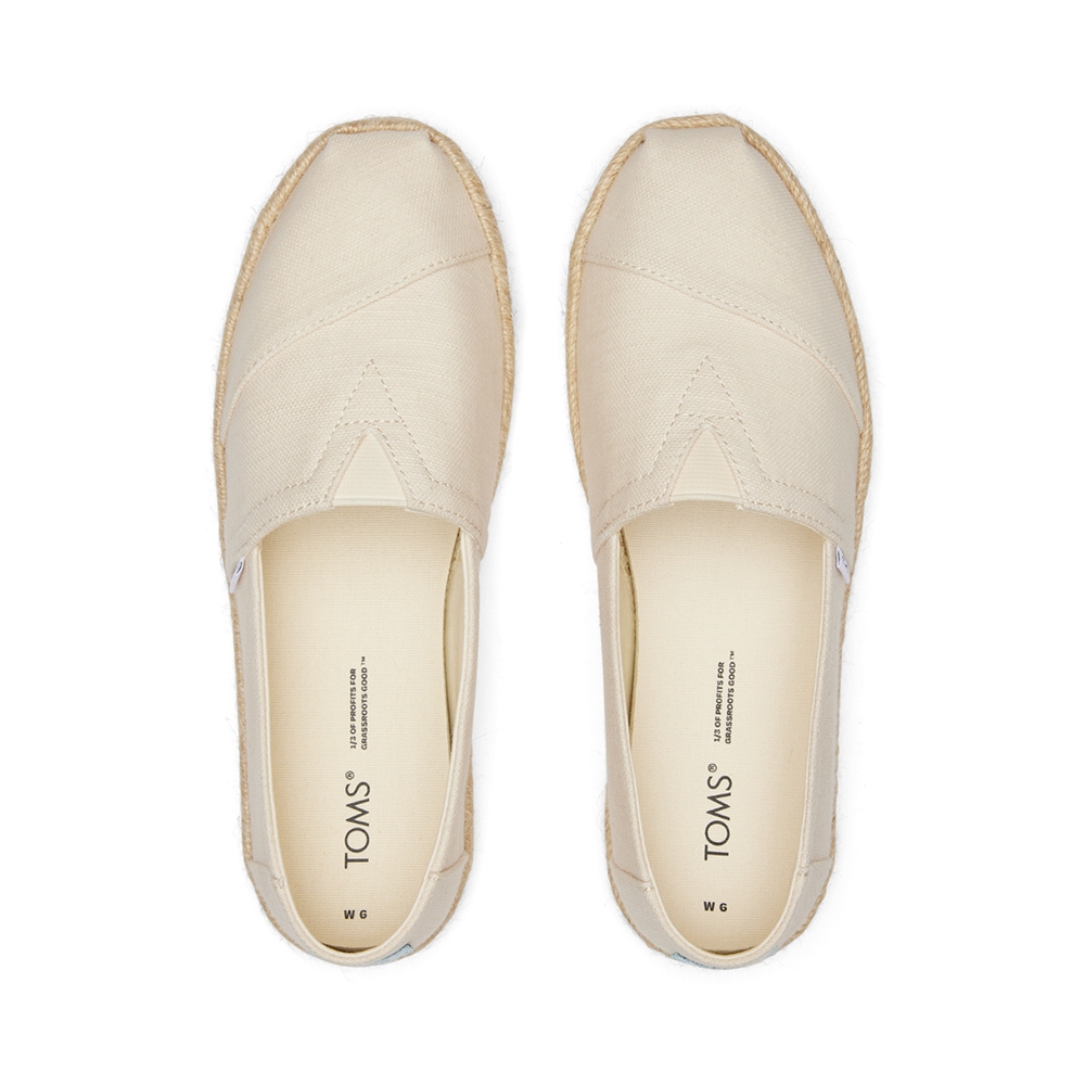 TOMS รองเท้าลำลองผู้หญิง สลิปออน รุ่น Alpargata Rope Natural Recycled Cotton Slubby Woven (CC) รองเท้าลิขสิทธิ์แท้