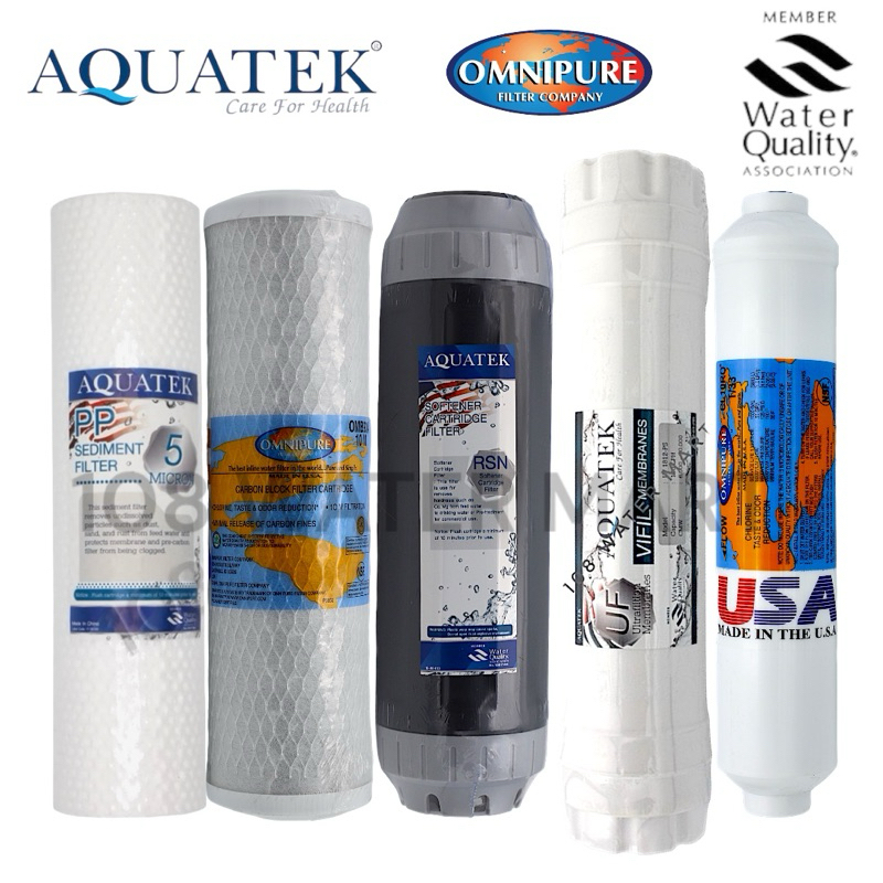 ชุดไส้กรอง UF Aquatek UF เกลียว, โพสต์คาร์บอน Omnipure และคาร์บอนบล็อค Omnipure