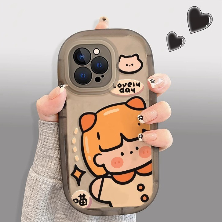 สำหรับ iPhone 13 12 14 11 15 Pro Max XR X Plus XS 7 8 SE เคสโทรศัพท์ TPUลายการ์ตูน น่ารักเคส การป้องกันกล้องเคสไอโฟน