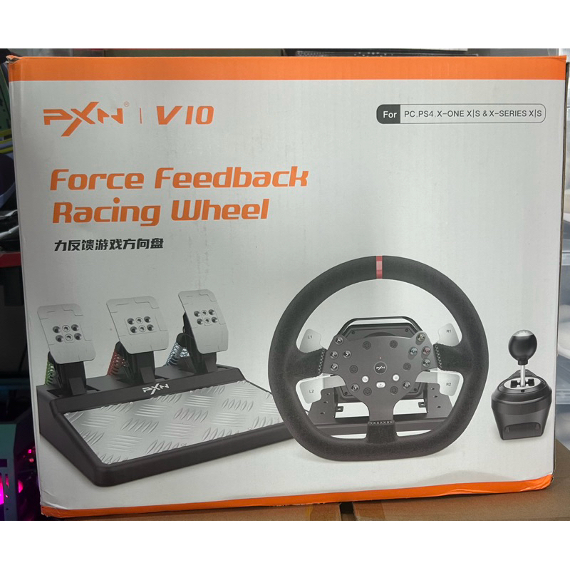 (สินค้ามือสอง) PXN V10 ForceFeedback Racing Wheel with Pedals and Shifter ชุดจอยพวงมาลัย รองรับ PC,PS4,Xbox one,Xbox X/S