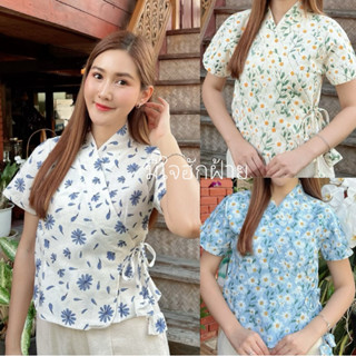 เสื้อผ้าฝ้าย รุ่นเจ้านางพิมพ์ลายดอกไม้