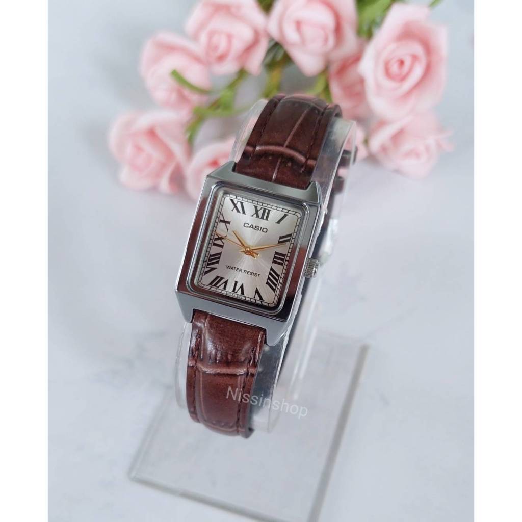 นาฬิกา Casio แท้ รุ่น LTP-V007L นาฬิกาข้อมือผู้หญิงสายหนัง หน้าปัดเหลี่ยม ของแท้ 100% รับประกันสินค้า 1 ปี