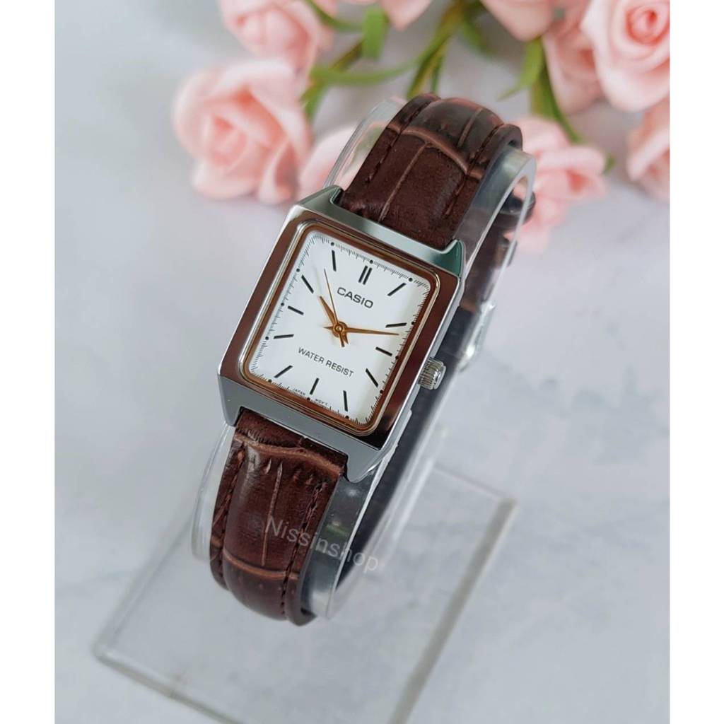 นาฬิกา Casio แท้ รุ่น LTP-V007L นาฬิกาข้อมือผู้หญิงสายหนัง หน้าปัดเหลี่ยม ของแท้ 100% รับประกันสินค้า 1 ปี