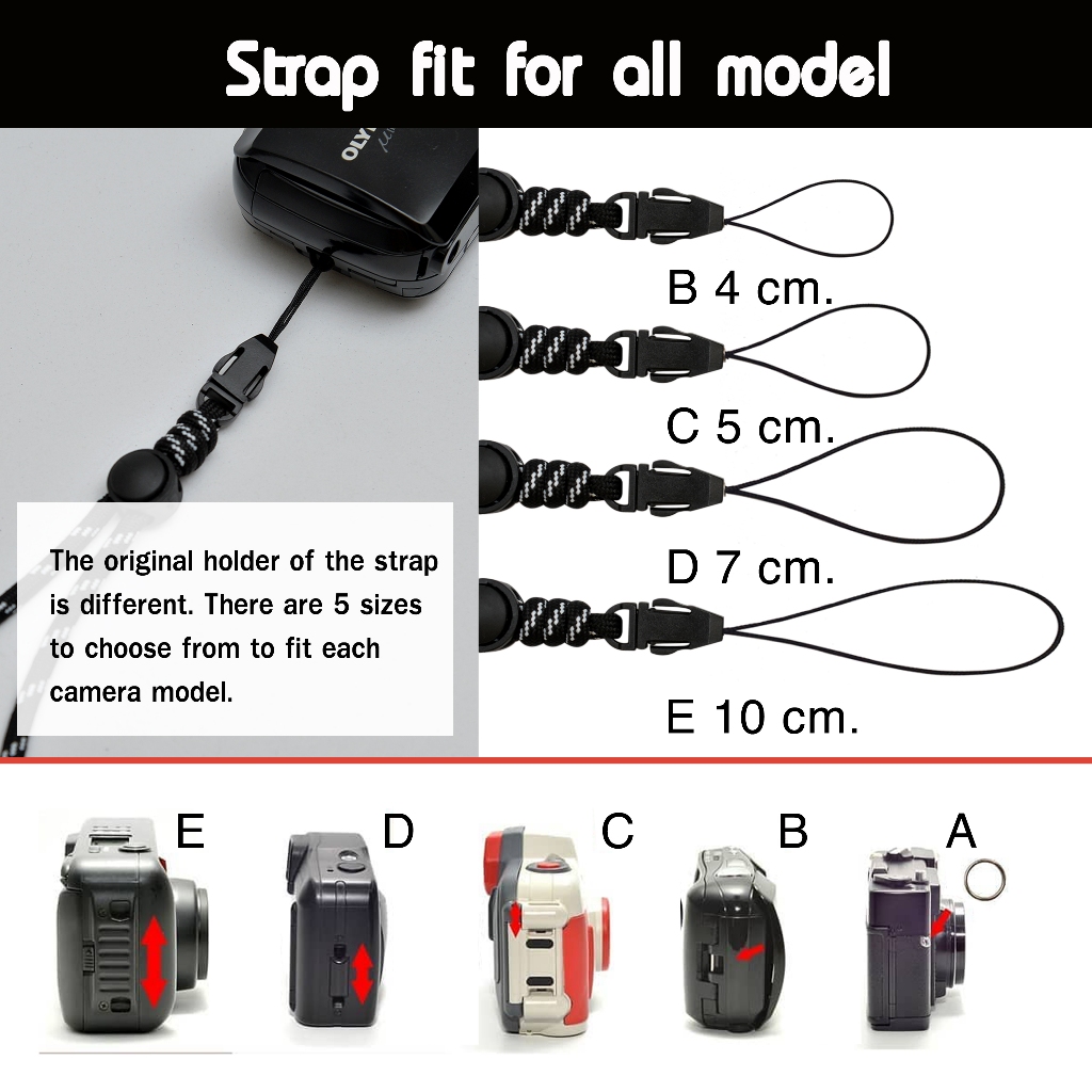 สายกล้องคล้องคอ 2 โทน ปรับสั้น​ ปรับยาว​ ใช้กับกล้องคอมแพคทุกรุ่น