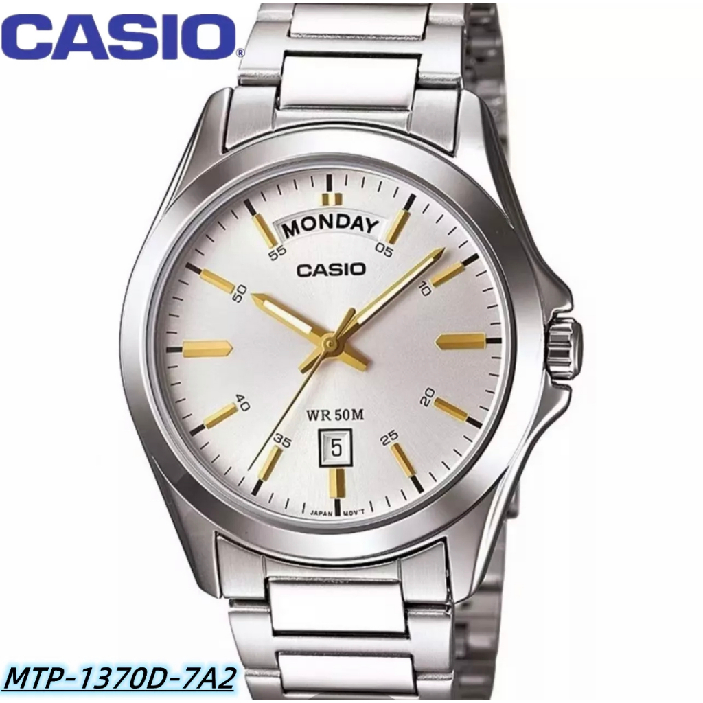 Casio นาฬิกาข้อมือ รุ่น MTP-1370D-1A1 / MTP-1370D-1A2 / MTP-1370D-7A2 นาฬิกาผู้ชาย สายสแตนเลส กันน้ำ