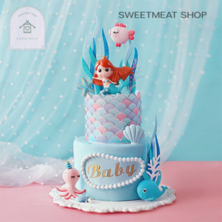 ตุ๊กตาเเต่งเค้ก ตุ๊กตานางเงือก ตรีมทะเล นางเงือก เค้กวันเกิด…