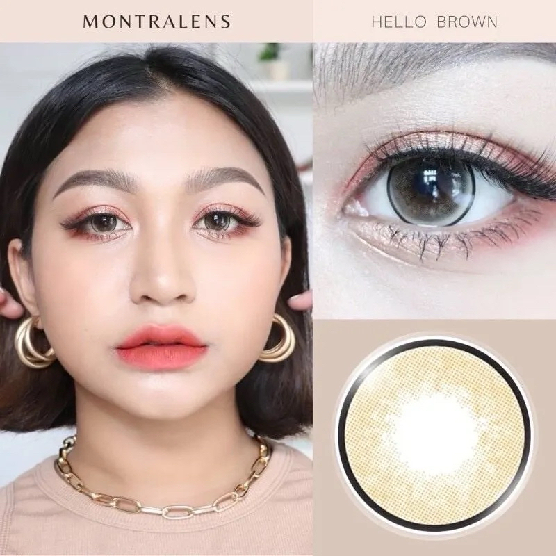 คอนเเทคเลนส์ Montralens (มนตรา) Hello brown ไซส์ L