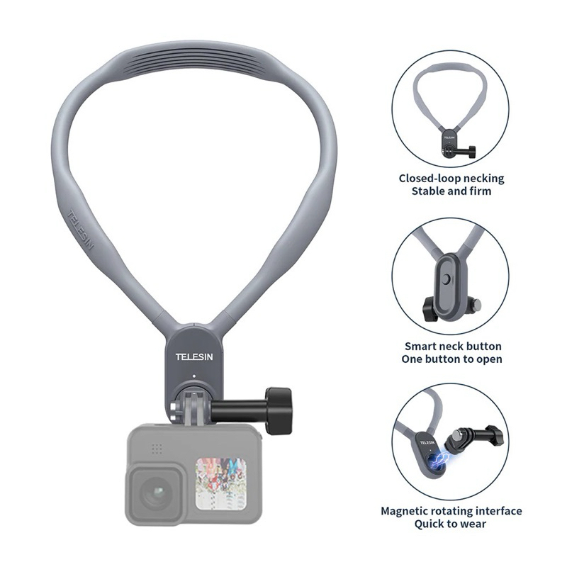 TELESIN MAGNETIC NECK HOLDER สายคล้องคอ ขาใส่กล้อง ติดแบบเม่เหล็ก สำหรับ GOPRO , Action camera , DJI Action