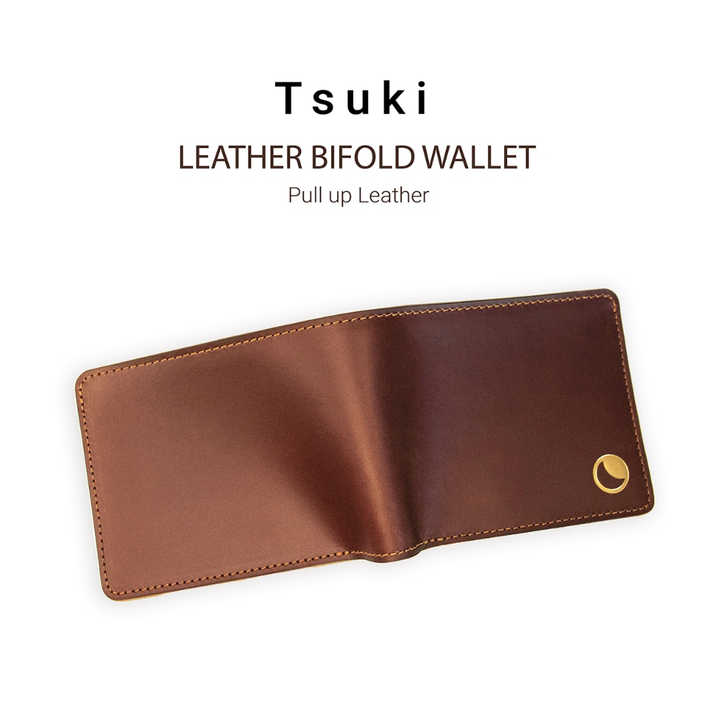 TSUKI Bi-fold Wallet กระเป๋าสตางค์ใบสั้น งานแฮนด์เมด หนังแท้