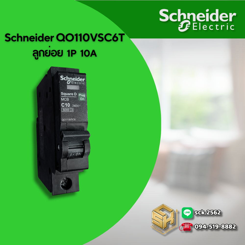 Schneider เซอร์กิตเบรกเกอร์ ลูกย่อย QOvs ชนิด 1 โพล ขนาด 10-63A