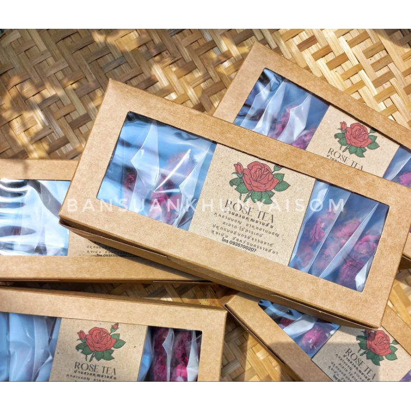 ชากุหลาบมอญ 8 ซอง🌻 หอมละมุน🌻 ออแกนิก🌻玫瑰茶🌻:-]พร้อมส่ง!!!Rose tea organic edible rose flowers