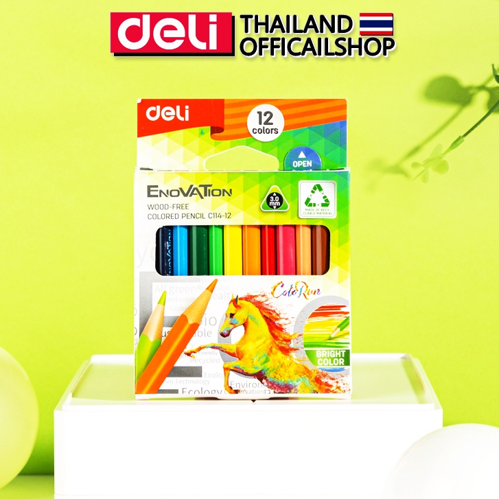 ดินสอสีไม้ 12 สี Deli สีไม้ สีไม้ระบายภาพ อุปกรณ์เครื่องเขียน อุปกรณ์วาดรูป อุปกรณ์การเรียน stationery ราคาถูก พร้อมส่ง