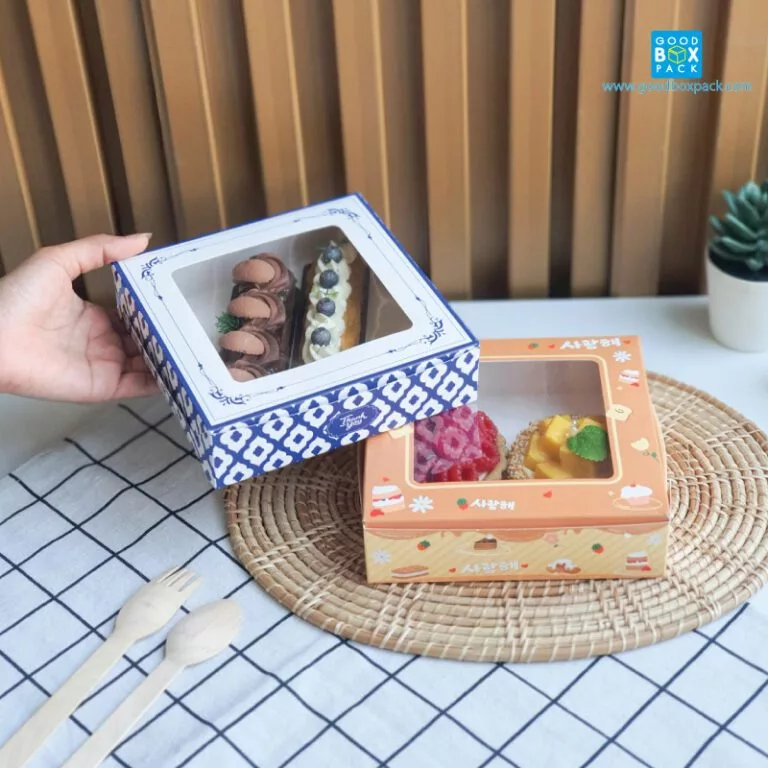 Goodboxpack (แพ็คละ20ใบ) กล่องขนม ใส่คุกกี้ ใส่บราวนี่ ขนาด15x15x4 ซม.