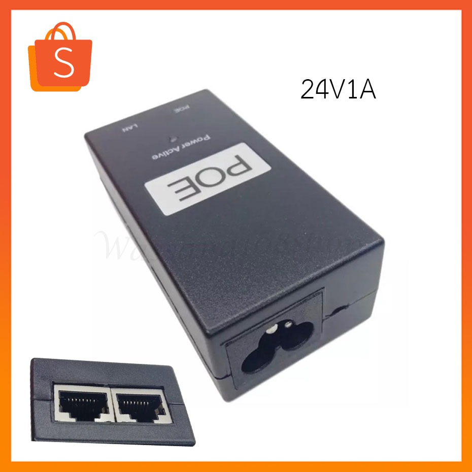 AC DC PoEอะแดปเตอร์จ่ายไฟ 24V 48 V  1Aกล้องวงจรปิดActive PoE Injector Ethernet 12 24 48 โวลต์ 1Aสำหร