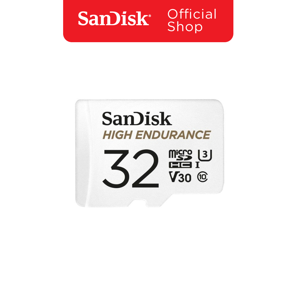 SanDisk High Endurance microSD 32GB (SDSQQNR-032G-GN6IA) สำหรับกล้องวงจรปิด ความเร็วสูงสุดอ่าน 100 MB/s เขียน 40 MB/s