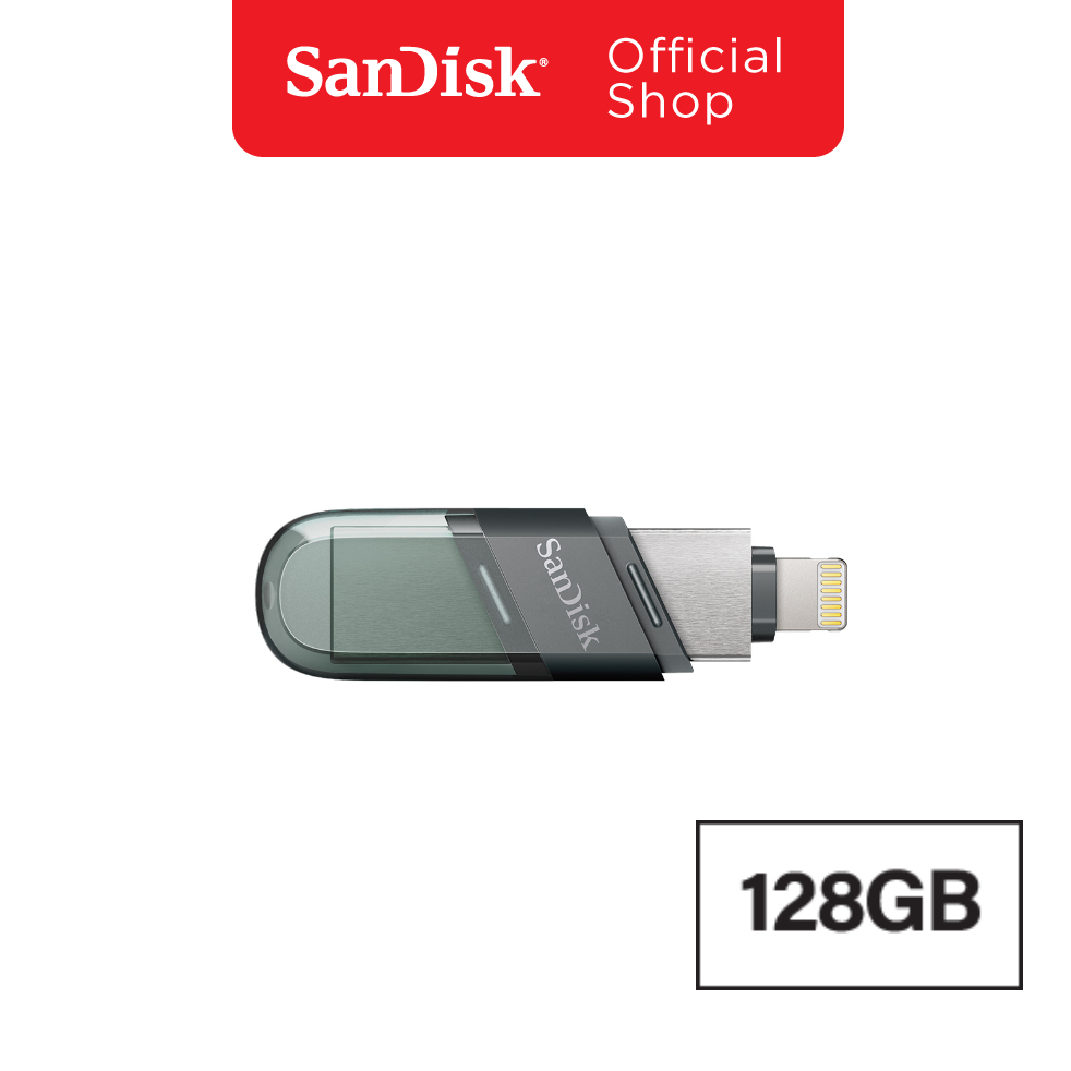 SanDisk iXpand Flash Drive Flip 128GB (SDIX90N-128G-GN6NE) แฟลชไดร์ฟใช้สำหรับ iPhone และ iPad