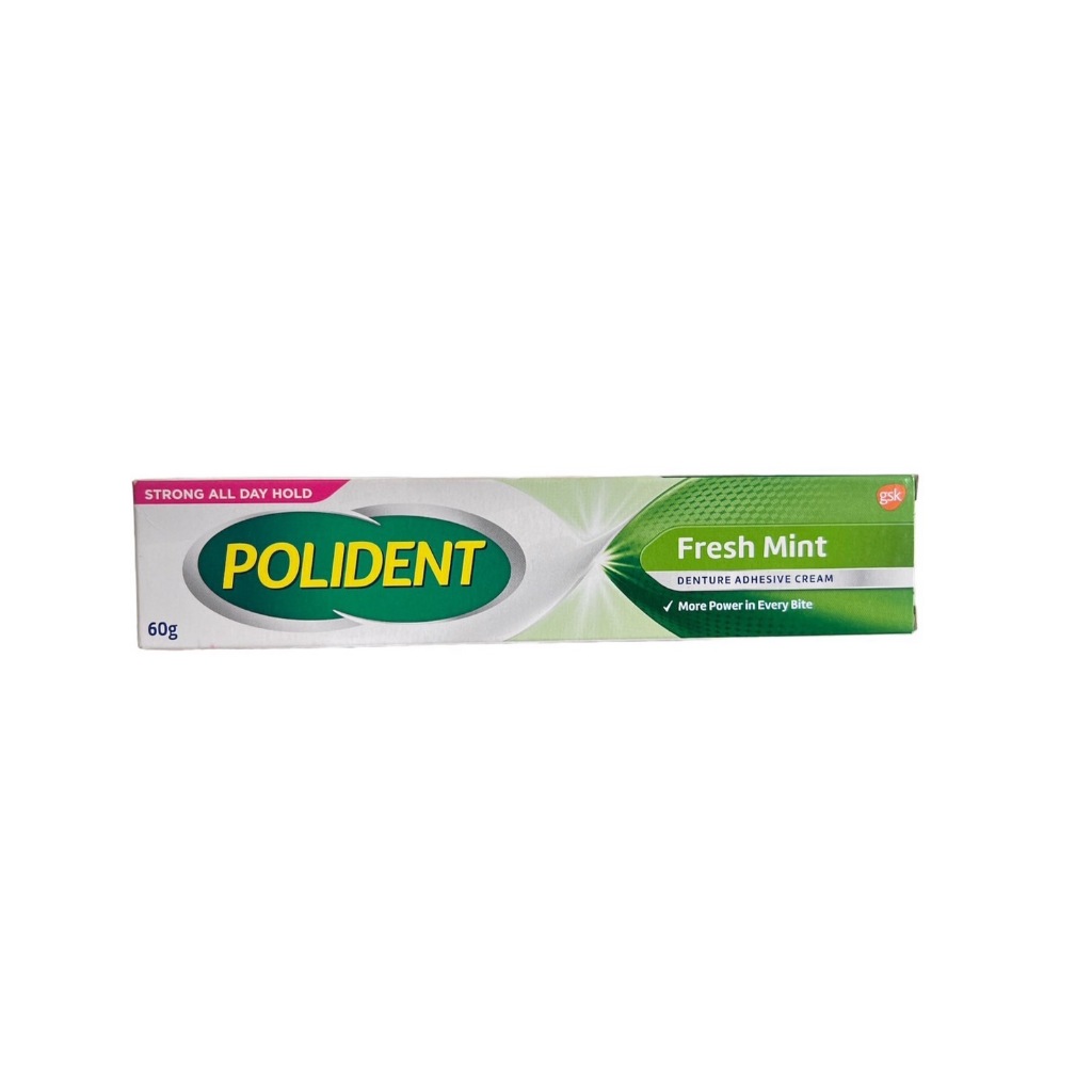 Polident cream กลิ่น Fresh Mint/กลิ่น Flavour Free โพลิเด้นท์ ครีม กาวติดฟันปลอม (มี 2 กลิ่นให้เลือก)ขนาด20/60 กรัม