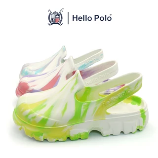Hello Polo รองเท้ารัดส้นรองเท้าแฟชั่น สีทูโทน ลายมัดย้อมกันน้ำกันลื่น ฤดูร้อน เหมาะสำหรับผู้ชายและผู้หญิง รุ่น HP8025